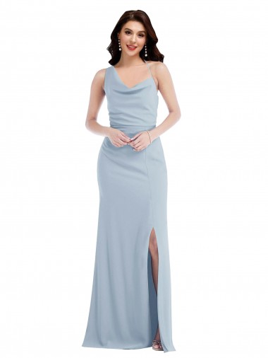 Purchase One Shoulder Draped Cowl Neck Maxi Prom Dress
