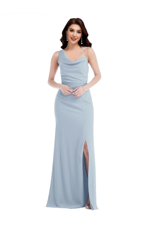 Purchase One Shoulder Draped Cowl Neck Maxi Prom Dress