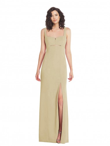 Purchase Wide Strap Slash Cutout Empire Crepe Prom Dress with Front Slit