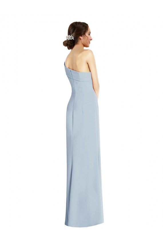 Purchase Asymmetrical Off the Shoulder Cuff Trumpet Crepe Prom Dress With Front Slit