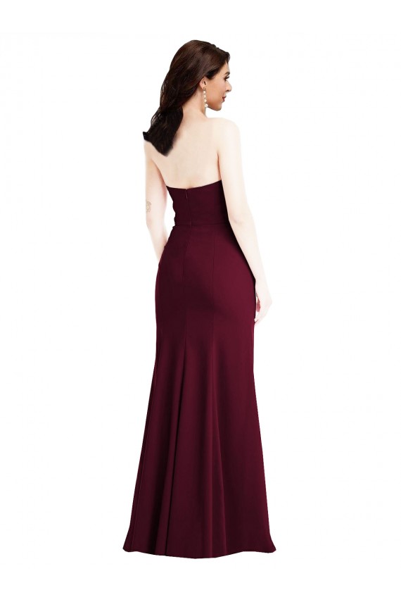 Purchase Strapless Crepe Maxi Prom Dress with Front Slit