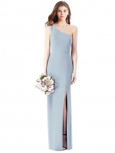 Purchase One Shoulder Crepe Trumpet Prom Dress with Front Slit
