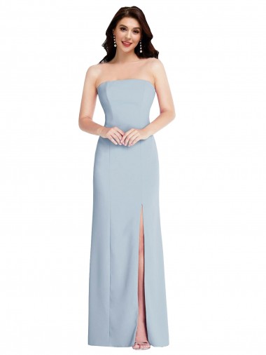 Purchase Strapless Scoop Back Maxi Crepe Prom Dress with Front Slit