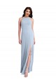 Purchase Fit and Flare High Neck Crepe Prom Dress with Side Slit