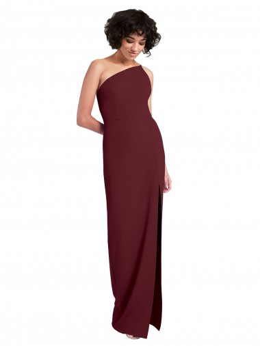 Purchase Sleek One Shoulder Long Crepe Prom Dress with Daring Slit