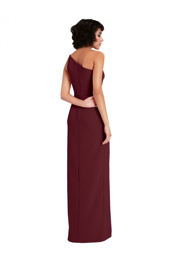 Purchase Sleek One Shoulder Long Crepe Prom Dress with Daring Slit
