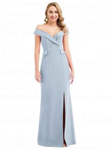 Purchase Off the Shoulder Tuxedo Maxi Prom Dress with Front Slit