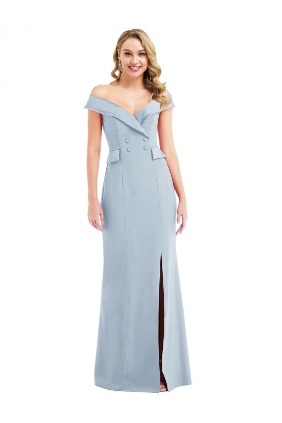 Purchase Off the Shoulder Tuxedo Maxi Prom Dress with Front Slit