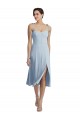 Purchase Midi Cocktail Length Bustier Crepe Prom Dress with Back Bow Straps