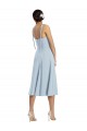 Purchase Midi Cocktail Length Bustier Crepe Prom Dress with Back Bow Straps
