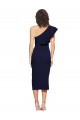 Purchase Ruched Midi Length Short Crepe Cocktail Prom Dress / Homecoming Dress with Shoulder Ruffles