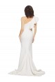 Purchase Ruched Long Sweep Train Crepe Prom Dress with Shoulder Ruffles
