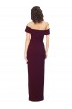 Purchase Fitted Full Length Off the Shoulder Crepe Prom Dress with Side Split and Waist Tie