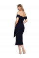 Purchase Fitted Short Midi Length Off the Shoulder Crepe Cocktail Prom Dress / Homecoming Dress with Side Split and Waist Tie