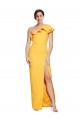 Purchase One Shoulder Floor Length Crepe Prom Dress with Thigh High Split