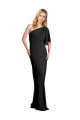 Purchase Pleated One Shoulder Flutter Sleeves Slim Crepe Prom Dress