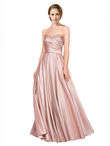 Purchase Long Plated Strapless Sweetheat Stretch Satin Prom Dress