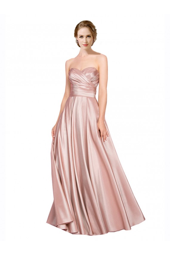 Purchase Long Plated Strapless Sweetheat Stretch Satin Prom Dress