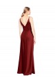 Purchase Full Length Long Stretch Satin Slip Prom Dress V-Back