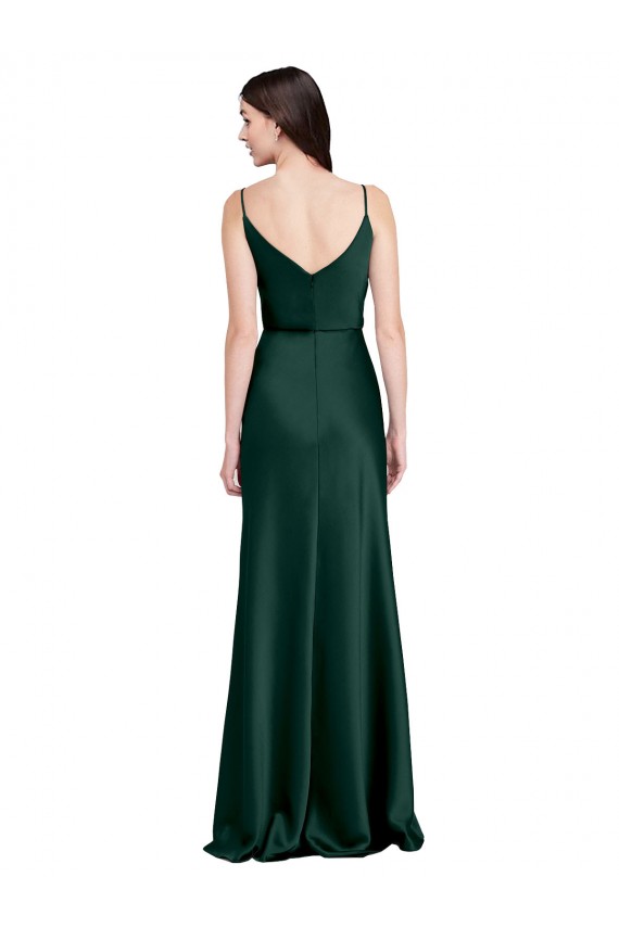 Purchase Fitted Cowl Neck Long Stretch Satin Slip Prom Dress with V-Back