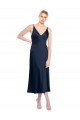 Purchase V-Neck Midi Length Short Stretch Satin Cocktail Prom Dress / Homecoming Dress V-Back