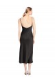 Purchase Cowl Neck Midi Length Short Stretch Satin Slip Cocktail Prom Dress / Homecoming Dress