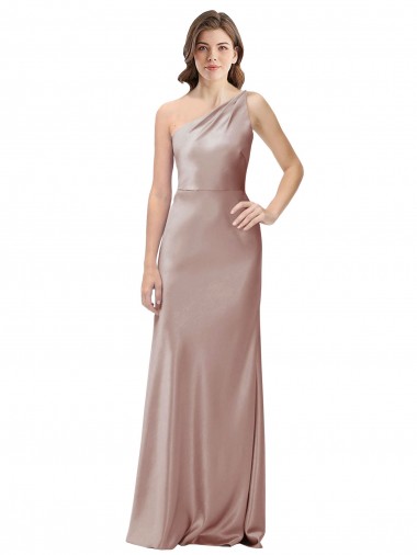 Purchase One Shoulder Black-Tie Floor Length Long Stretch Satin Prom Dress