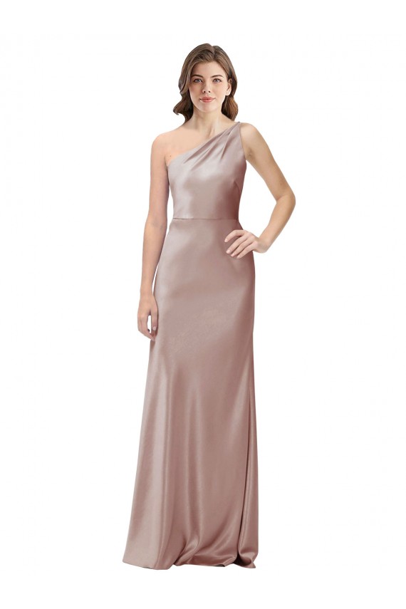 Purchase One Shoulder Black-Tie Floor Length Long Stretch Satin Prom Dress