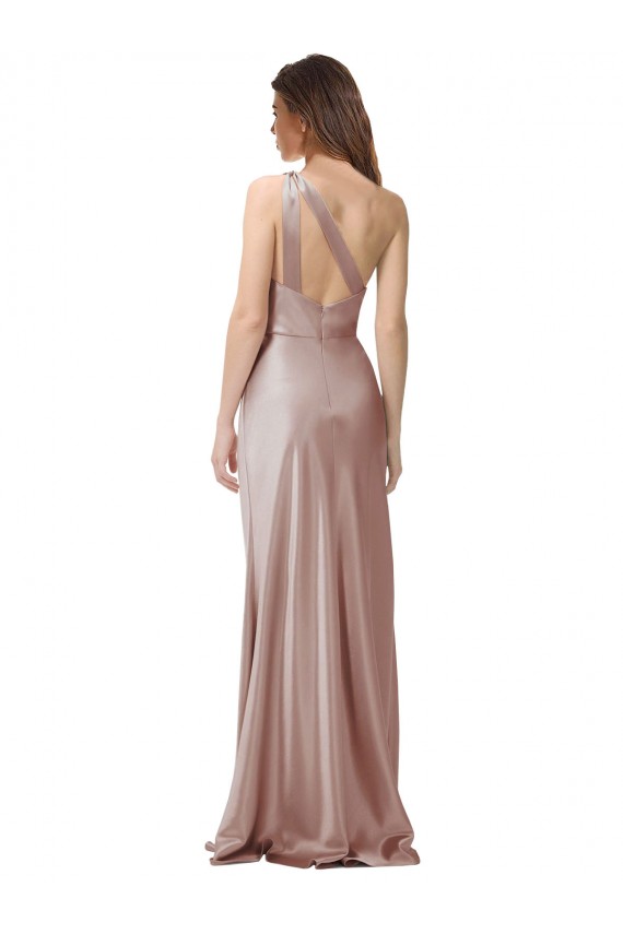 Purchase One Shoulder Black-Tie Floor Length Long Stretch Satin Prom Dress