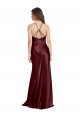 Purchase High Neck Halter Long Sleeveless Stretch Satin Prom Dress with Strappy Back