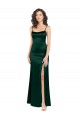 Purchase Long Slim Scoop Neck Stretch Satin Prom Dress with Open Back