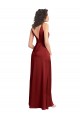 Purchase Faux Surplice Neckline Long Slim A-Line Stretch Satin Prom Dress