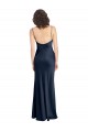 Purchase Cowl Neck Long Empire Waist Stretch Satin Prom Dress with Open Back