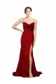 Purchase Cowl Front Neck Sweep Train Stretch Satin Prom Dress with High Side Split