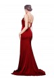 Purchase Cowl Front Neck Sweep Train Stretch Satin Prom Dress with High Side Split