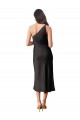 Purchase Sleek One Shoulder Midi Length Short Stretch Satin Slip Cocktail Prom Dress / Homecoming Dress