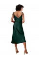Purchase Spaghetti Straps Tie Shoulders Cowl Neck Short Midi Length Stretch Satin Cocktail Prom Dress / Homecoming Dress