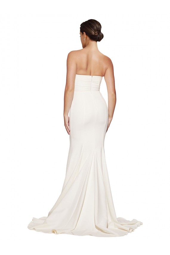 Purchase Strapless Cowl Neck Sweep Train Stretch Satin Prom Dress