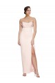 Purchase Cowl Neck Strapless Stretch Satin Prom Dress with High Split