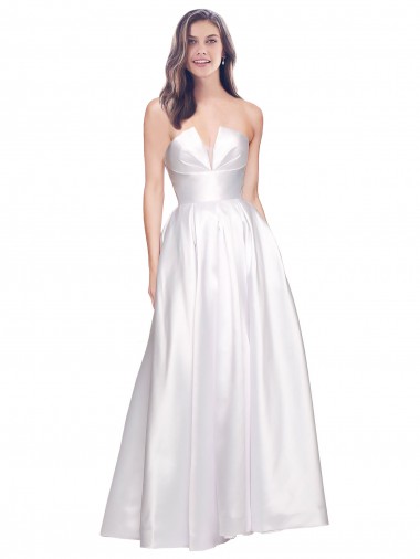 Purchase Full Length Strapless V-Cutout Stretch Satin Prom Dress