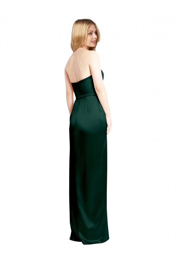 Purchase Scooped Strapless Neckline Stretech Satin Prom Dress with Side Slit
