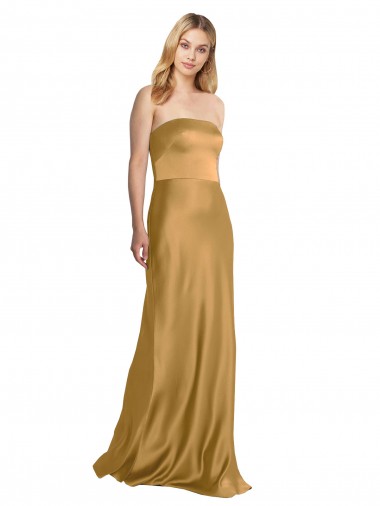 Purchase Sleek Strapless Long A-Line Stretch Satin Prom Dress
