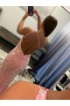 Purchase Open Back One Shoulder Sleeveless Long Sweep Train Velvet Sequin Prom Dress