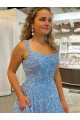 Purchase A-Line Scoop Sleeveless Long Court Train Velvet Sequin Prom Dress