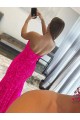 Purchase Strapless Sleeveless Long Sweep Train Velvet Sequin Prom Dress with Side Slit