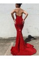 Purchase Mermaid Sweetheart Sleeveless Long Court Train Velvet Sequin Prom Dress