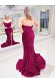 Purchase Long Sweetheart Sleeveless Sweep Train Velvet Sequin Prom Dress with Slit