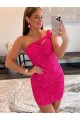 Purchase Velvet Sequin One Shoulder Sleeveless Short Prom Dress