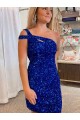 Purchase Velvet Sequin One Shoulder Sleeveless Short Prom Dress