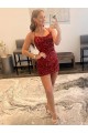 Purchase Spaghetti Straps Criss Cross Back Sleeveless Short Velvet Sequin Prom Dress
